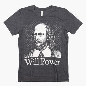 Shakespeare "Will Power" Portrait Short-Sleeve Graphic T-Shirt (Gray | Size M)